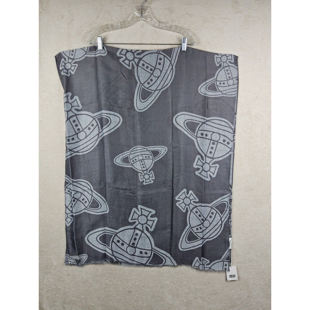 Vivienne Westwood Paris Orb Grey Lightweight Large Stole Wrap Scarf